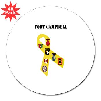 FCampbell - M01 - 01 - Fort Campbell with Text - 3" Lapel Sticker (48 pk)