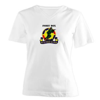 FD - A01 - 04 - Fort Dix with Text - Women's V-Neck T-Shirt