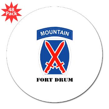 FD - M01 - 01 - Fort Drum with Text - 3" Lapel Sticker (48 pk)