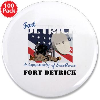 FDetrick - M01 - 01 - Fort Detrick with Text - 3.5" Button (100 pack)