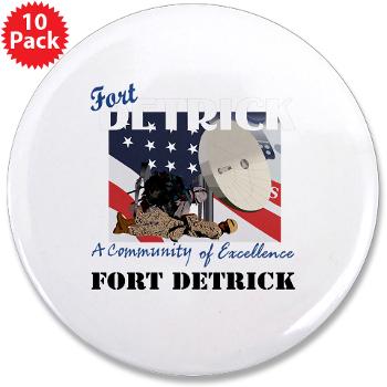 FDetrick - M01 - 01 - Fort Detrick with Text - 3.5" Button (10 pack)