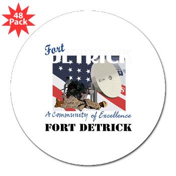 FDetrick - M01 - 01 - Fort Detrick with Text - 3" Lapel Sticker (48 pk)