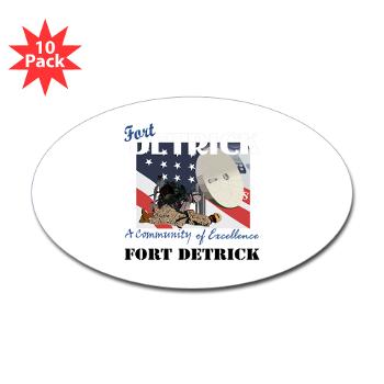 FDetrick - M01 - 01 - Fort Detrick with Text - Sticker (Oval 10 pk)