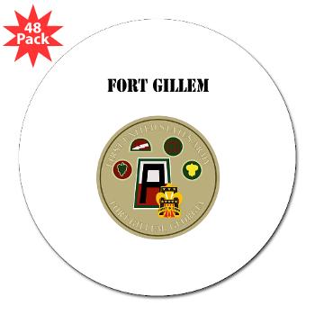 FGillem - M01 - 01 - Fort Gillem with Text - 3" Lapel Sticker (48 pk)