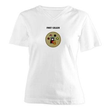 FGillem - A01 - 04 - Fort Gillem with Text - Women's V-Neck T-Shirt