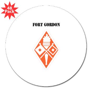 FGordon - M01 - 01 - Fort Gordon with Text - 3" Lapel Sticker (48 pk)