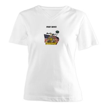 FIrwin - A01 - 04 - Fort Irwin with Text - Women's V-Neck T-Shirt