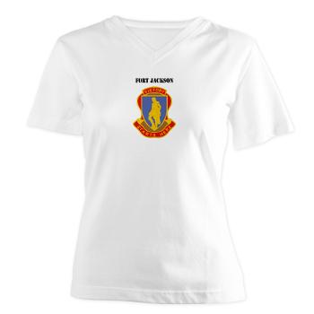 FJackson - A01 - 04 - Fort Jackson with Text - Women's V-Neck T-Shirt
