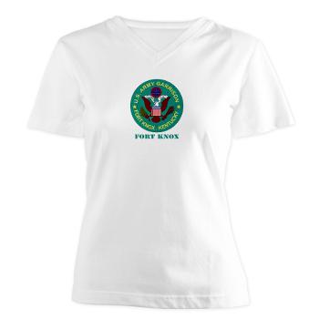 FK - A01 - 04 - Fort Knox with Text - Women's V-Neck T-Shirt