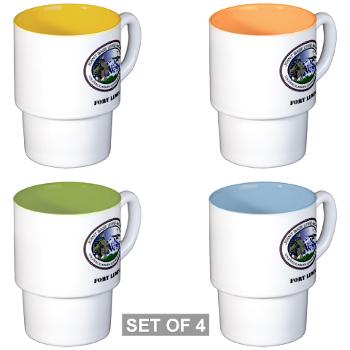 FL - M01 - 03 - Fort Lewis with Text - Stackable Mug Set (4 mugs)