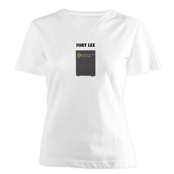 FLee - A01 - 04 - Fort Lee with Text - Women's V-Neck T-Shirt