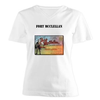 FMcClellan - A01 - 04 - Fort McClellan with Text - Women's V-Neck T-Shirt