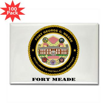FMeade - M01 - 01 - Fort Meade with Text - Rectangle Magnet (100 pack)
