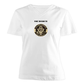 FMonmouth - A01 - 04 - Fort Monmouth with Text - Women's V-Neck T-Shirt