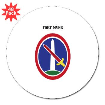 FMyer - M01 - 01 - Fort Myer with Text - 3"Lapel Sticker (48 pk)