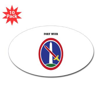 FMyer - M01 - 01 - Fort Myer with Text - Sticker (Oval 10 pk)