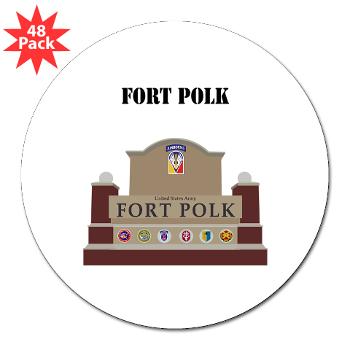 FPolk - M01 - 01 - Fort Polk with Text - 3" Lapel Sticker (48 pk)