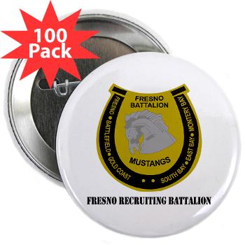 FRB - M01 - 01 - DUI - Fresno Recruiting Battalion "Mustangs" with Text - 2.25" Button (100 pack) - Click Image to Close