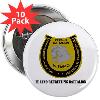 FRB - M01 - 01 - DUI - Fresno Recruiting Battalion "Mustangs" with Text - 2.25" Button (10 pack) - Click Image to Close