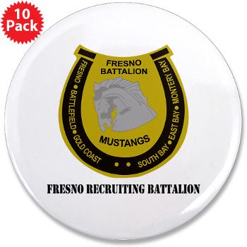 FRB - M01 - 01 - DUI - Fresno Recruiting Battalion "Mustangs" with Text - 3.5" Button (10 pack) - Click Image to Close