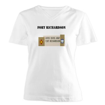 FRichardson - A01 - 04 - Fort Richardson with Text - Women's V-Neck T-Shirt