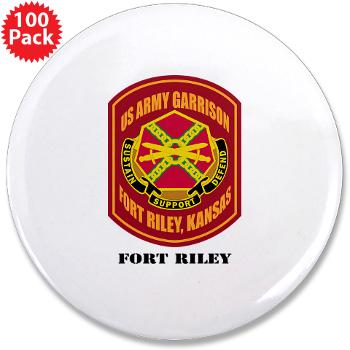 FRiley - M01 - 01 - Fort Riley with Text - 3.5" Button (100 pack)