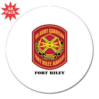 FRiley - M01 - 01 - Fort Riley with Text - 3" Lapel Sticker (48 pk)