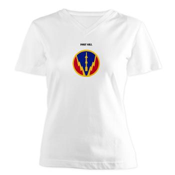 FSill - A01 - 04 - SSI - Fort Sill with Text - Women's V-Neck T-Shirt