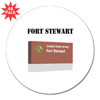 FStewart - M01 - 01 - Fort Stewart with Text - 3"Lapel Sticker (48 pk)