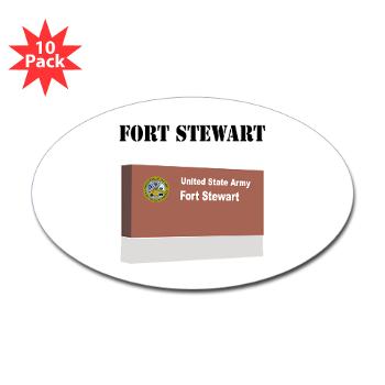 FStewart - M01 - 01 - Fort Stewart with Text - Sticker (Oval 10 pk)
