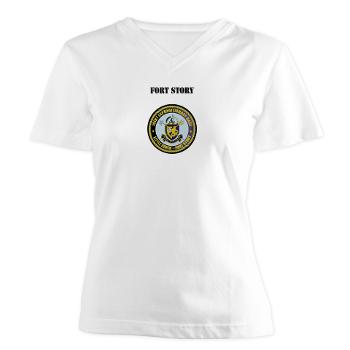 FStory - A01 - 04 - Fort Story with Text - Women's V-Neck T-Shirt