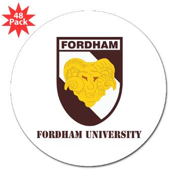 FU - M01 - 01 - SSI - ROTC - Fordham University with Text - 3" Lapel Sticker (48 pk)