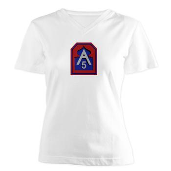 FUSA - A01 - 04 - Fifth United States Army - Women's V-Neck T-Shirt