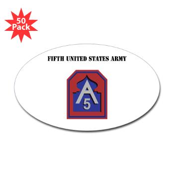 FUSA - M01 - 01 - Fifth United States Army with Text - Sticker (Oval 50 pk)