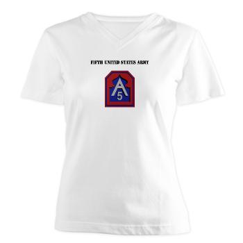 FUSA - A01 - 04 - Fifth United States Army with Text - Women's V-Neck T-Shirt