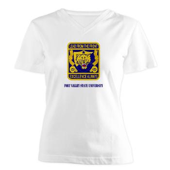 FVSU - A01 - 04 - Fort Valley State University with Text - Women's V-Neck T-Shirt