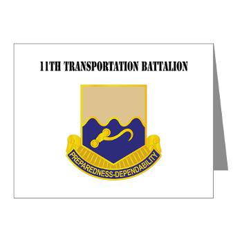 11TB - M01 - 02 - DUI - 11th Transportation Battalion with Text - Note Cards (Pk of 20)
