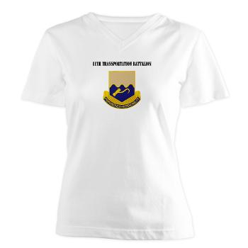11TB - A01 - 04 - DUI - 11th Transportation Battalion with Text - Women's V-Neck T-Shirt