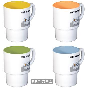 FWainwright - M01 - 03 - Fort Wainwright with Text - Stackable Mug Set (4 mugs)