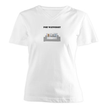 FWainwright - A01 - 04 - Fort Wainwright with Text - Women's V-Neck T-Shirt
