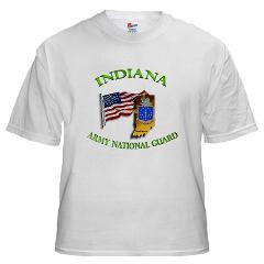 IndianaARNG - A01 - 04 - DUI-INDIANA Army National Guard WITH FLAG - White T-Shirt - Click Image to Close