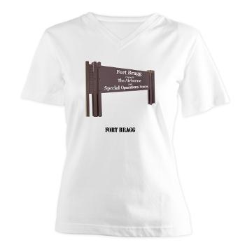 FortBragg - A01 - 04 - Fort Bragg with Text - Women's V-Neck T-Shirt