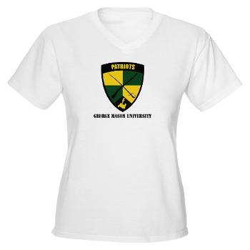 GMU - A01 - 04 - SSI - ROTC - George Mason University with Text - Women's V-Neck T-Shirt