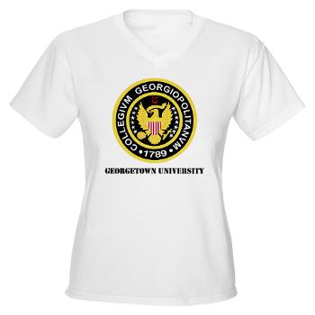 GU - A01 - 04 - SSI - ROTC - Georgetown University with Text - Women's V-Neck T-Shirt