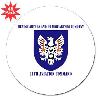 HHC11AC - M01 - 01 - HHC, 11th Aviation with Text Command - 3" Lapel Sticker (48 pk)