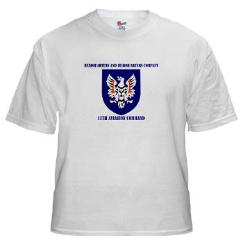 HHC11AC - A01 - 04 - HHC, 11th Aviation with Text Command - White T-Shirt