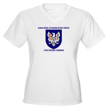 HHC11AC - A01 - 04 - HHC, 11th Aviation with Text Command - Women's V-Neck T-Shirt - Click Image to Close