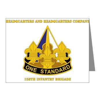 HHC158IB - M01 - 02 - HHC - 158th Infantry Brigade with Text - Note Cards (Pk of 20)