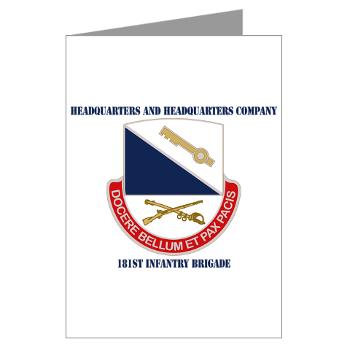 HHC181IB - M01 - 02 - DUI - HHC - 181 Infantry Bde with Text Greeting Cards (Pk of 10)