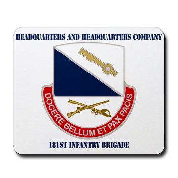HHC181IB - M01 - 03 - DUI - HHC - 181 Infantry Bde with Text Mousepad